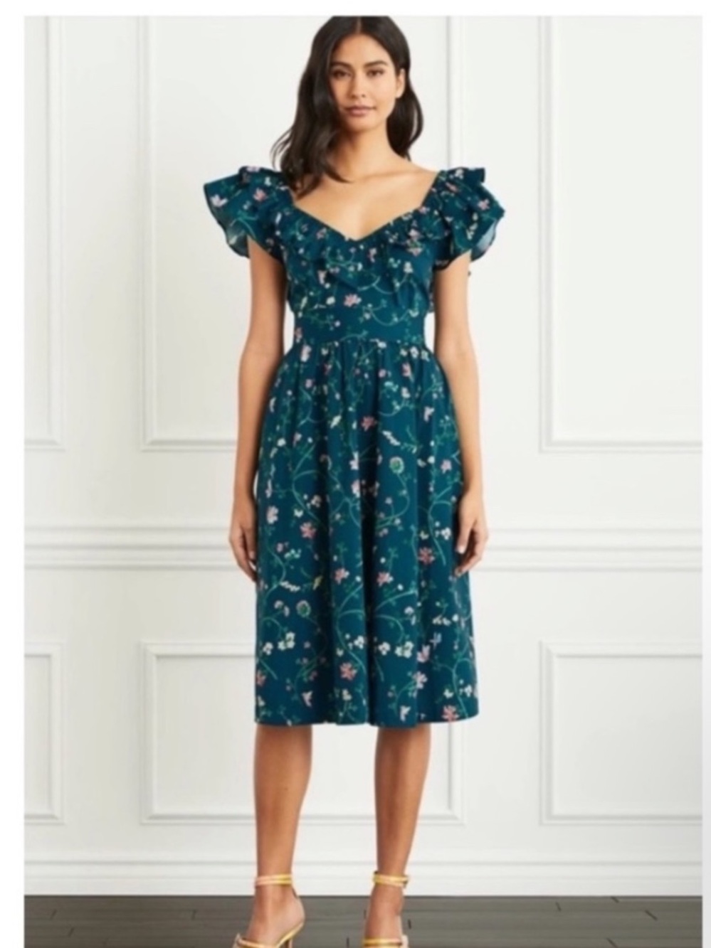 Hill House Ava Dress in Moody Floral Teal